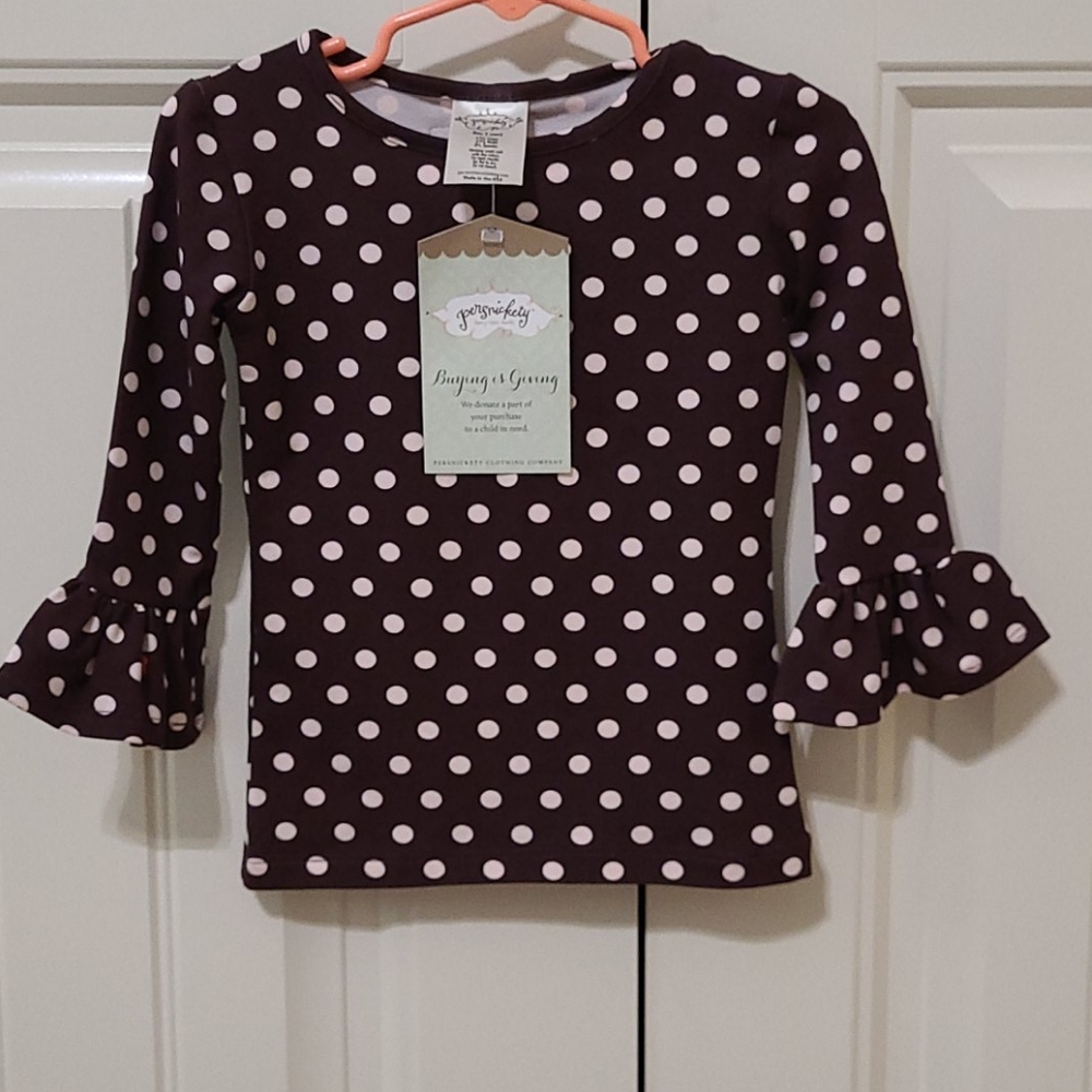 NWT Brown w/ dots Persnicky Girls Top, size 2 year